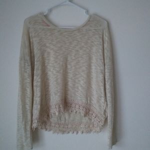 Long Sleeve Rewind Shear Cream Top